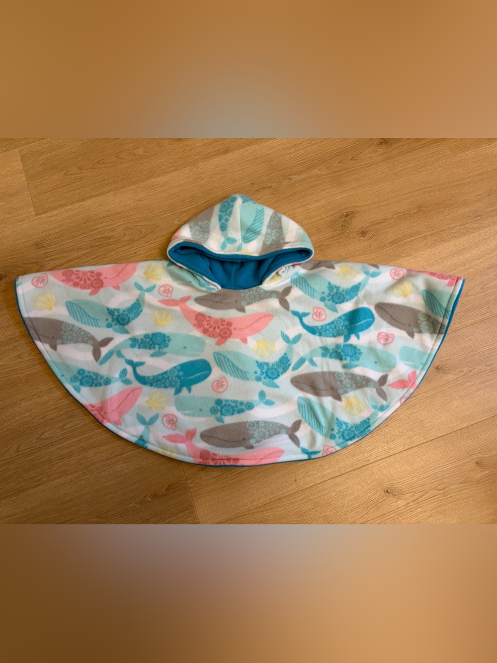 Hooded Car Seat Poncho Whale Print
